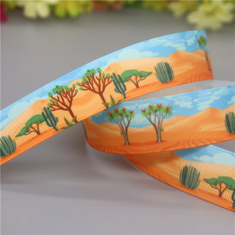 DHK 50yards Desert Arizona Wild Printed Grosgrain Ribbon Accessories Material Headwear Decoration DIY Sewing Craft S2135