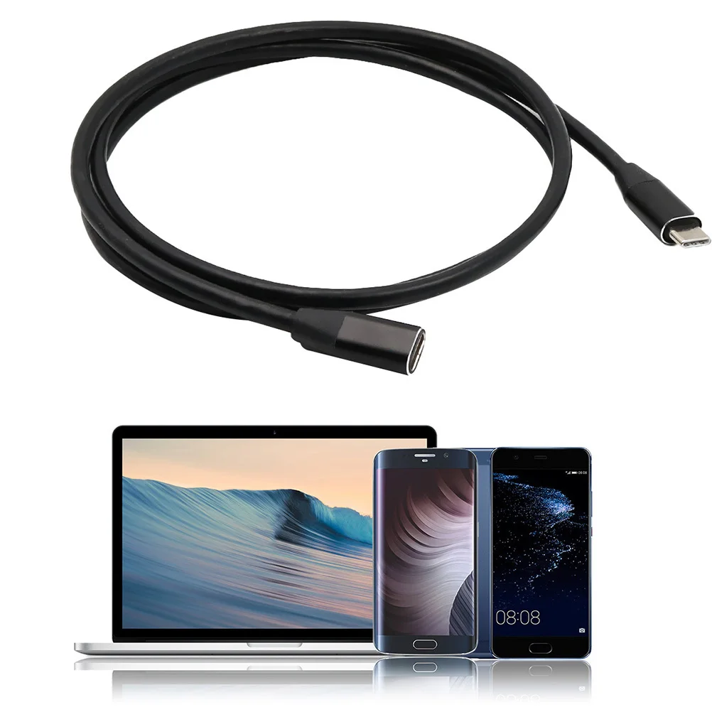 

1Pcs USB C Extension Cable Type-C Male to Female Extender 1 Meter Black USB 3.1 Data Charging Extension Cable Type C Extender