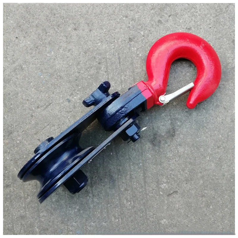 2T 75MM American style strong lifting pulley block 360 degree swivel heavy duty die forged lifting ring shackle hook type