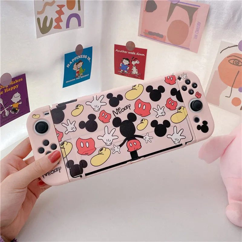 Disney Mickey Soft Case Dock Station Cover Protective Shell for Nintendo Switch Oled NS Console Crystal Protector Skin