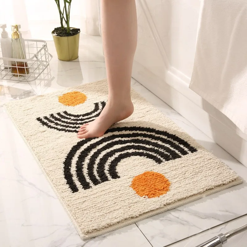 Faux-Cashmere Absorbent Non-Slip Floor Mat Cute, Soft, and Plush Household Rug for Bathrooms, Entrances, and Bedside Areas