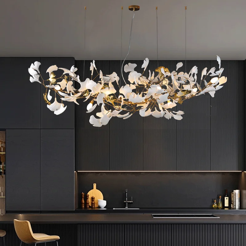 

Luxury Ginkgo Leaf LED Chandelier Pendant Light for Indoor Decorative Lighting Living Dining Room Hotel Bar Staircase Luminaires
