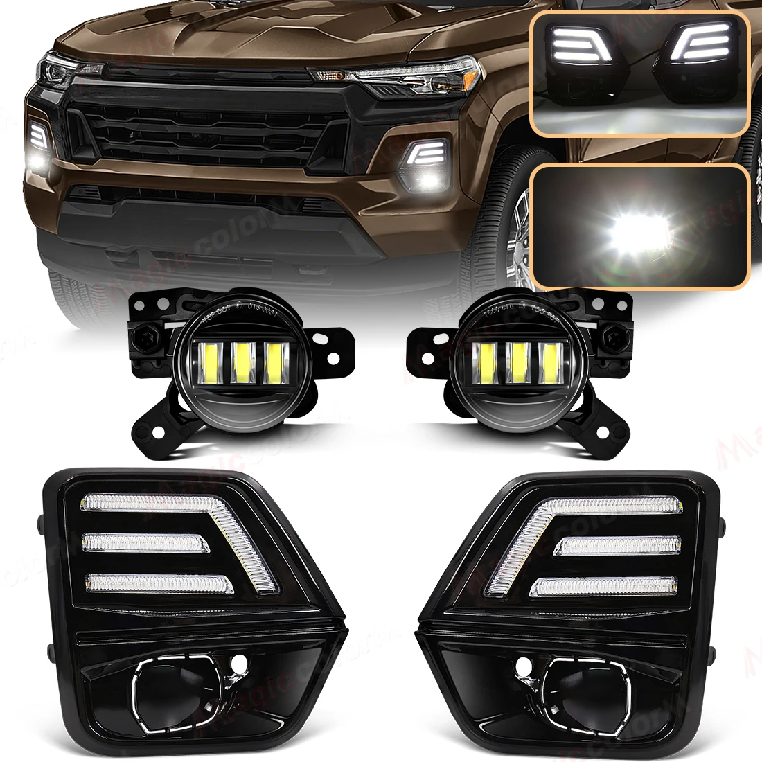 LED DRL Fog Lamps For Chevrolet Colorado WT LT Trail Boss Z71 2023 2024 2025 Daytime Running Lights Front Bumper Headlights 12V
