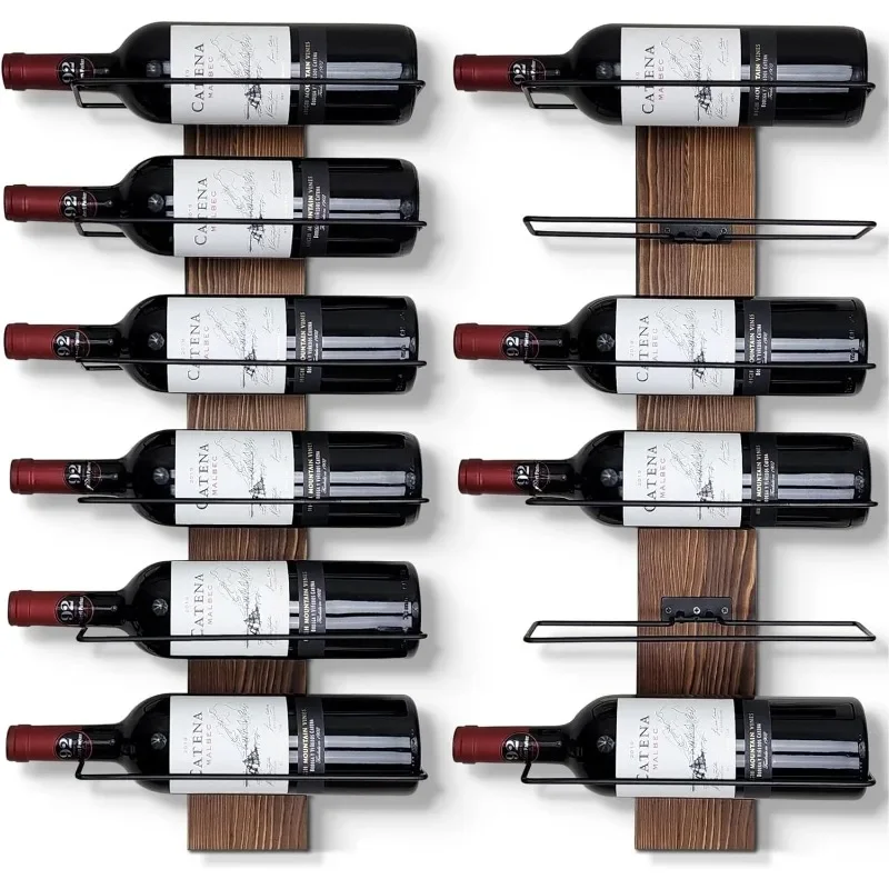 

Wine Rack Wall Mounted | Solid Pine Wood & Metal Wall Wine Rack | Stylish 12 Bottle Wine Rack | Versatile Display