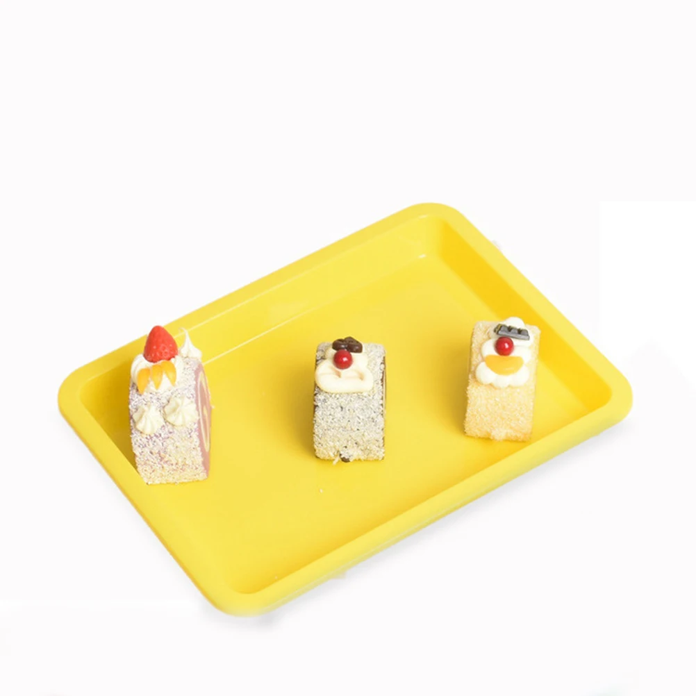 

5pcs Plastic Art Rectangular Design Multi-Functional Storage Serving Plate Household Snack Bread Tray Activity