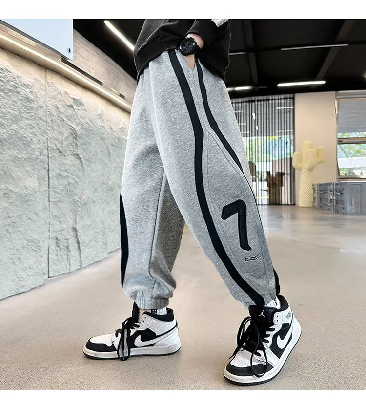 Kinderbekleidung Neue Hosen für Teenager-Jungen Modische Koreanische Sport-Hosen mit Elastischem Bund für Kinder Frühling Herbst Schulhosen 5-14 Jahre – Detail 4