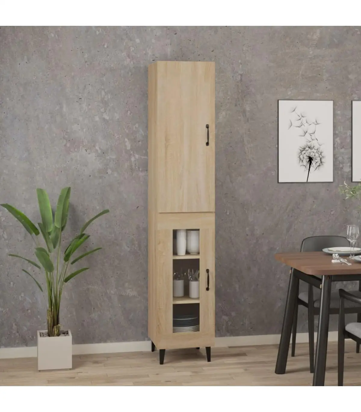 Sonoma oak plywood sideboard 34,5x34x180 cm