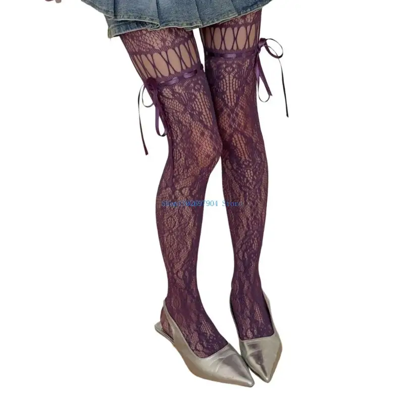 N7YF Dames Jarretellegordel Panty Patroon Visnet Dij Hoge Kousen Panty Hoge Taille Panty Jarretel Panty Geschenken
