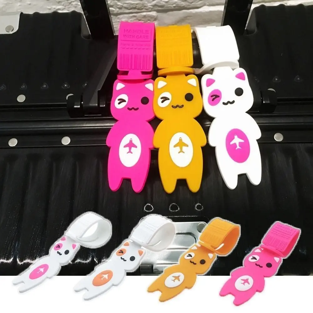 Cartoon Airplane Suitcase Tag Cat Travel Accessories Travel Luggage Tag Handbag Label Boarding Pass