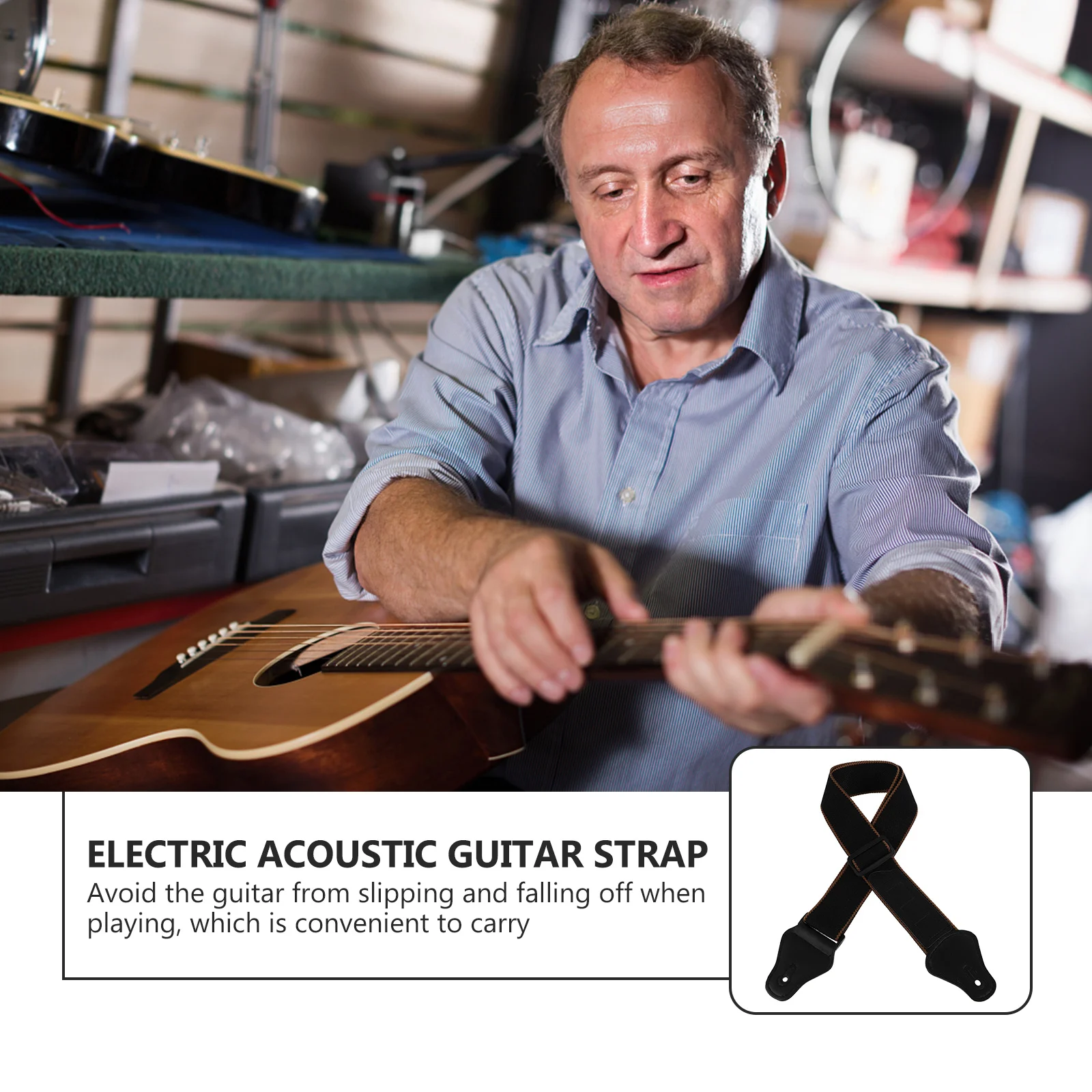 

Durable Guitar Strap Electric Accessories Straps Bass Neck Black Cotton Shoulder
