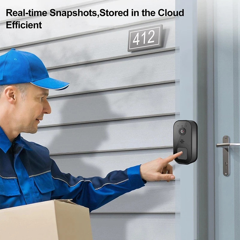 Sonnette vidéo intelligente sans fil avec caméra, sonnette intelligente, installation facile, prise en charge WiFi 2.4G, noir