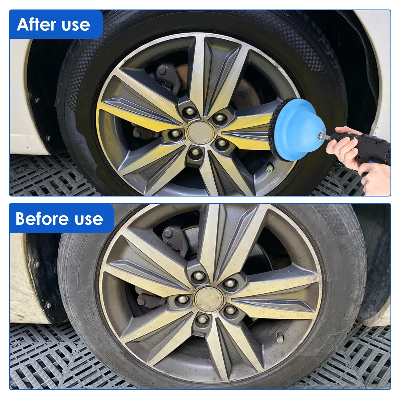 150mm Wheel Hub Cleaner Wheel Hub Grinder With Drill Adapter Round Plastic Cleaner Replacement Cleaning Tool for Car, Truck, Mot