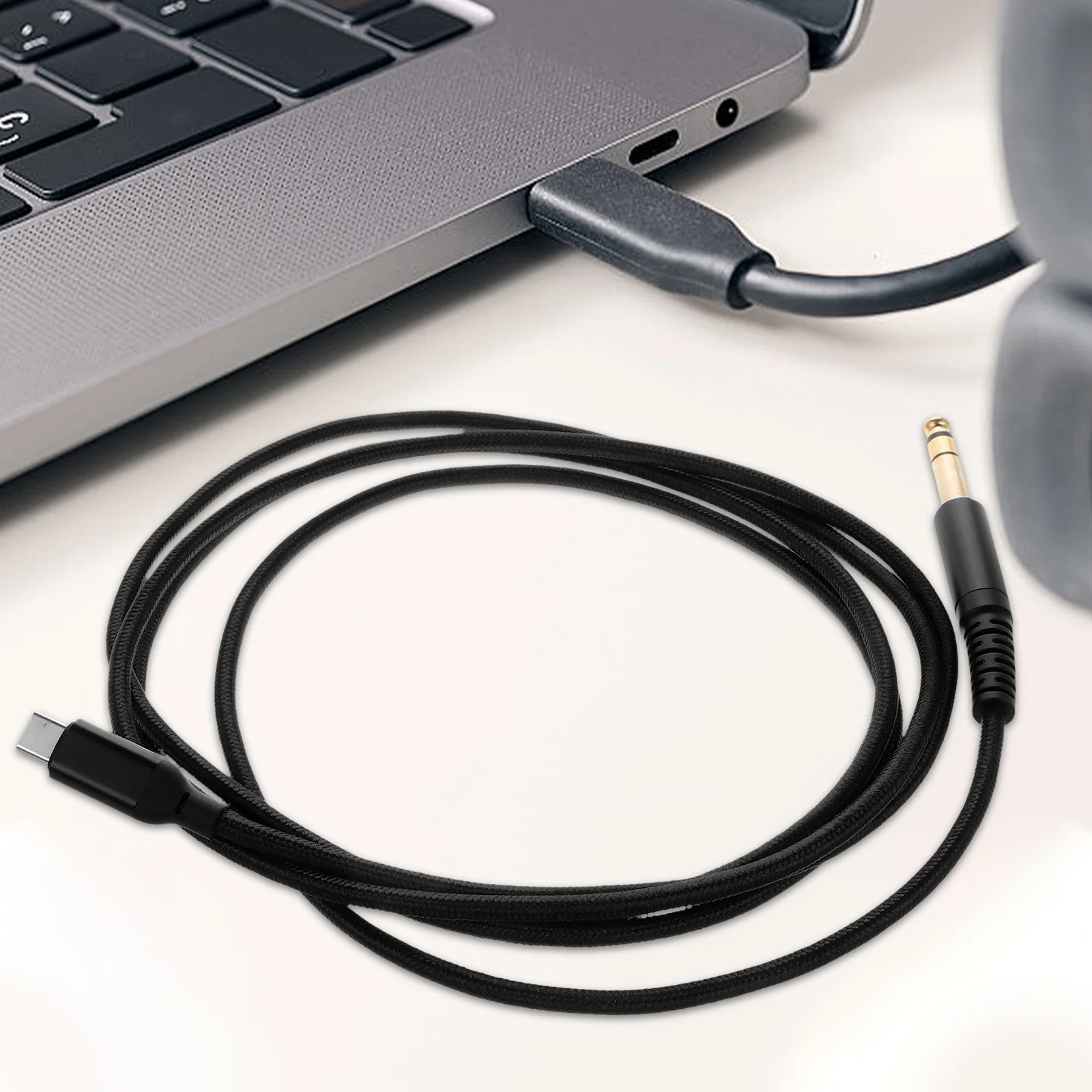 USB Type-C to 6.35mm Audio Cable Built-in Digital Chip Stable Transmission Clear Sound Guitar Recording Adapter Cable