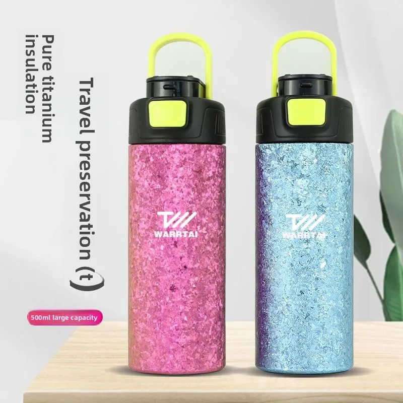 

Travel Insulated Titanium Alloy Water Bottle Pure Titanium Bounce Cover St Cup Outdoor ex Large Capaci Vehicle Mounted