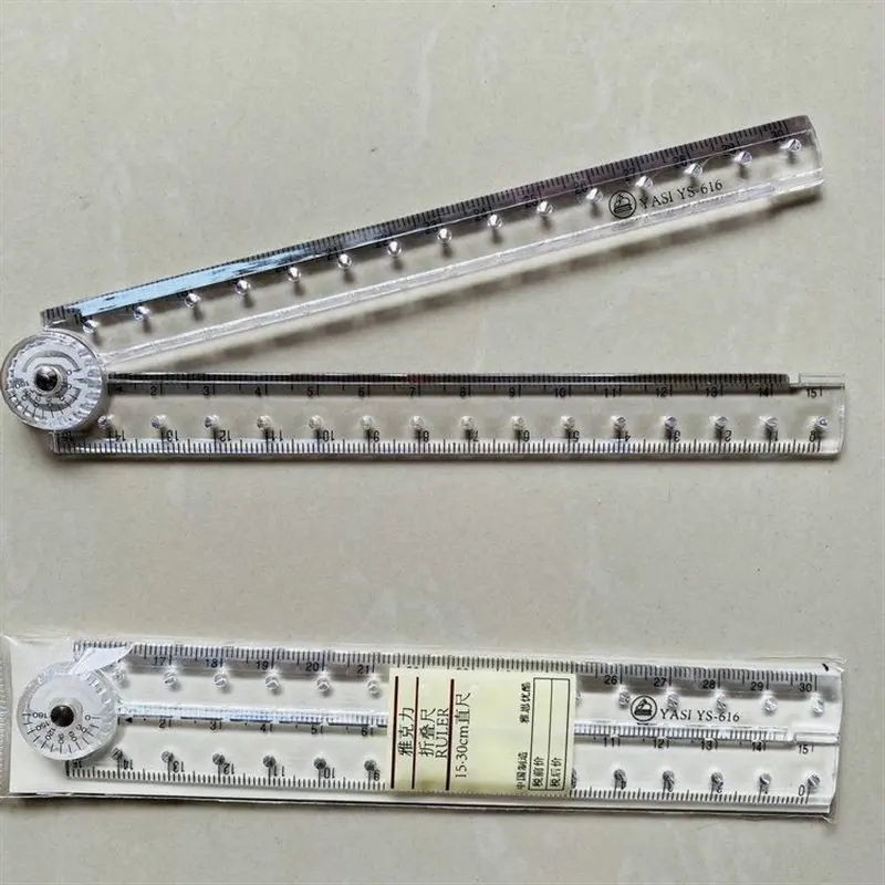 Regla plegable artística, regla Simple transparente en blanco y negro, regla plegable gráfica, suministros de aprendizaje para estudiantes, papelería creativa, 1 ud.