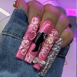 10Roll Pink Girl Nail Foils for Transfer Paper Stickers Sliders Adhesive Nails Wraps DIY Kawaii Cartoon Nail Art Decorations
