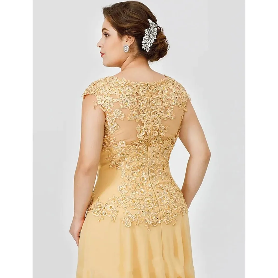 Robe de soirée jaune à encolure dégagée, appliques mère de la mariée, robe formelle en fibre de dentelle, robe de soirée de Rh, grande taille, robe éducative