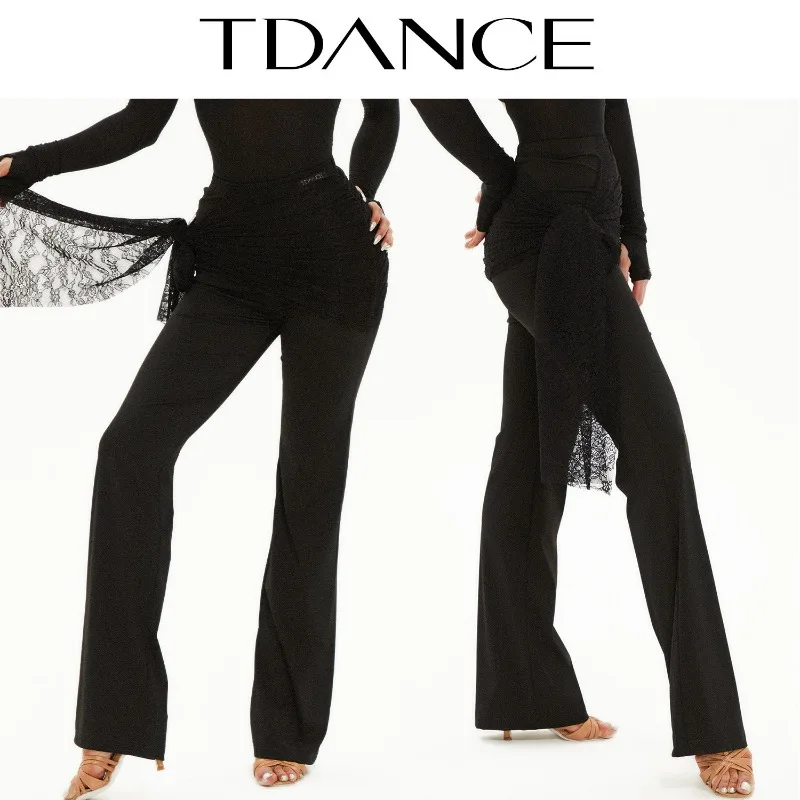 customized TDANCE Latin Dance Practice Dress Hip hugging Micro flared Pants Lace Drifting Teacher's Classroom Dressing Female