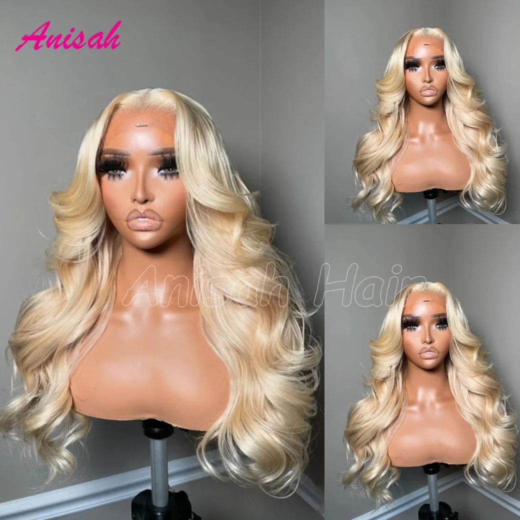 

Brazilian Remy Hair Wavy Blonde 13x4 HD Transparent Lace Front Wig Human Hair Pre Plucked 5x5 Closure Glueless Wigs For Women