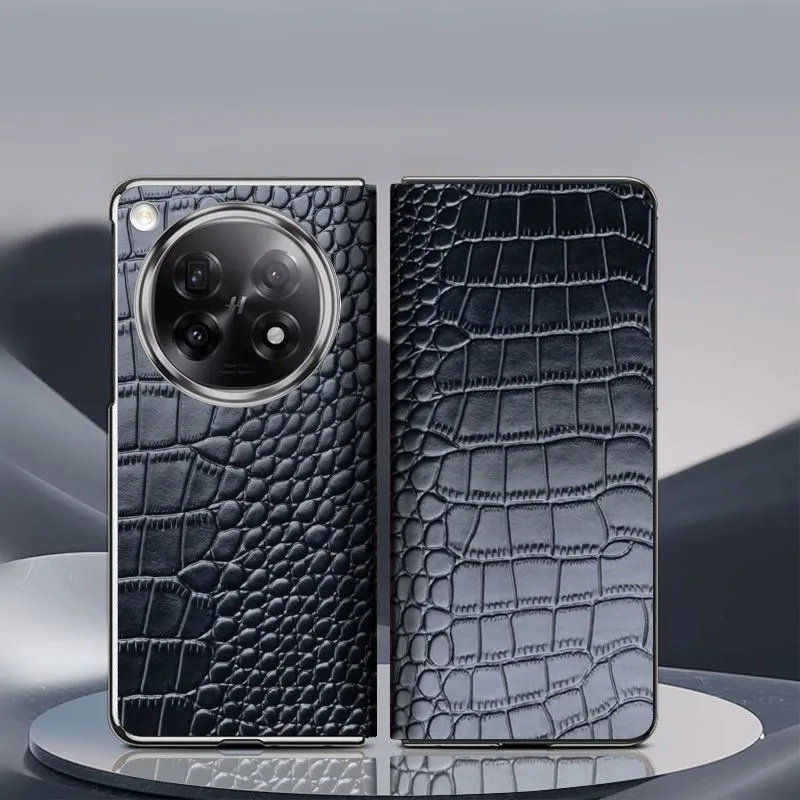 

Premium Genuine Cowhide Leather Flip Case for OPPO Find N6 N5 FindN6 Crocodile Alligator Grain Magnetic Book Cover