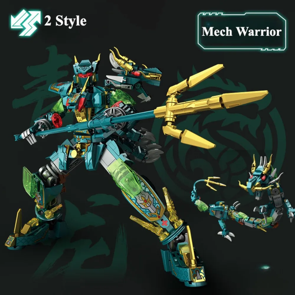 2in1 Warrior Robot Battle Mecha Flying Fire Dragon Bouwstenen DIY Technische Mecha Bricks Speelgoed Voor Kinderen Geschenken