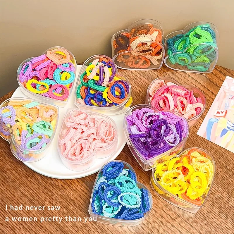 50pcs Love Box Packed Colorful Lace Hair Bands For Girls Children Lovely Hair Rope Rubber Bands Hairband Kids Hair Accessories