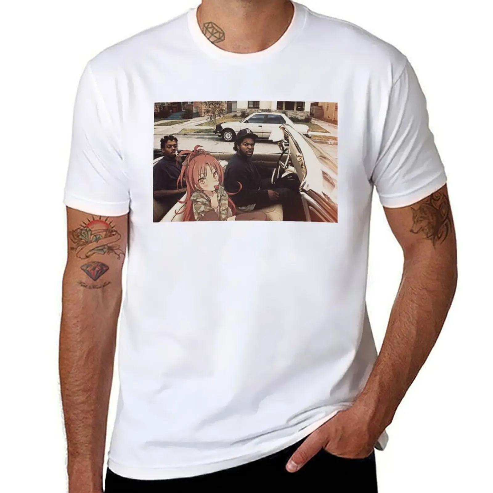 

Waifuz n the Hood feat Kyoko Sakura T-Shirt man t shirts cotton t shirts for man graphic tees T-Shirt