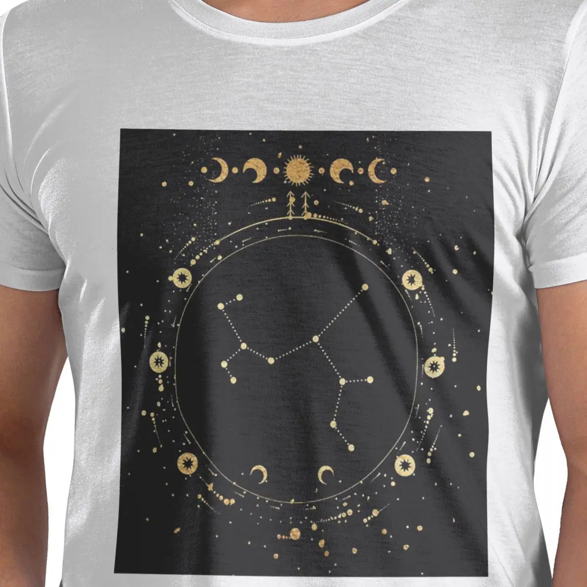 

Golden Celestial Stars Zodiac Constellations (2) 100% Cotton T-Shirt Men's Funny T Shirts Men O-Neck Short Sleeve S-6XL