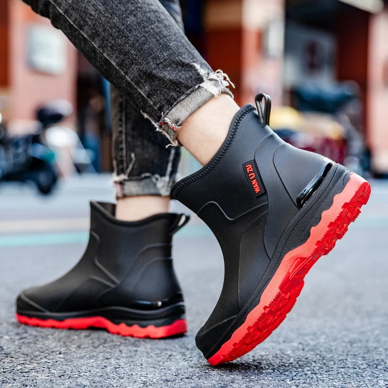 

Мужские рабочие ботинки: водонепроницаемые, нескользящие, универсальные, для автомойки, для кухни, резиновые.