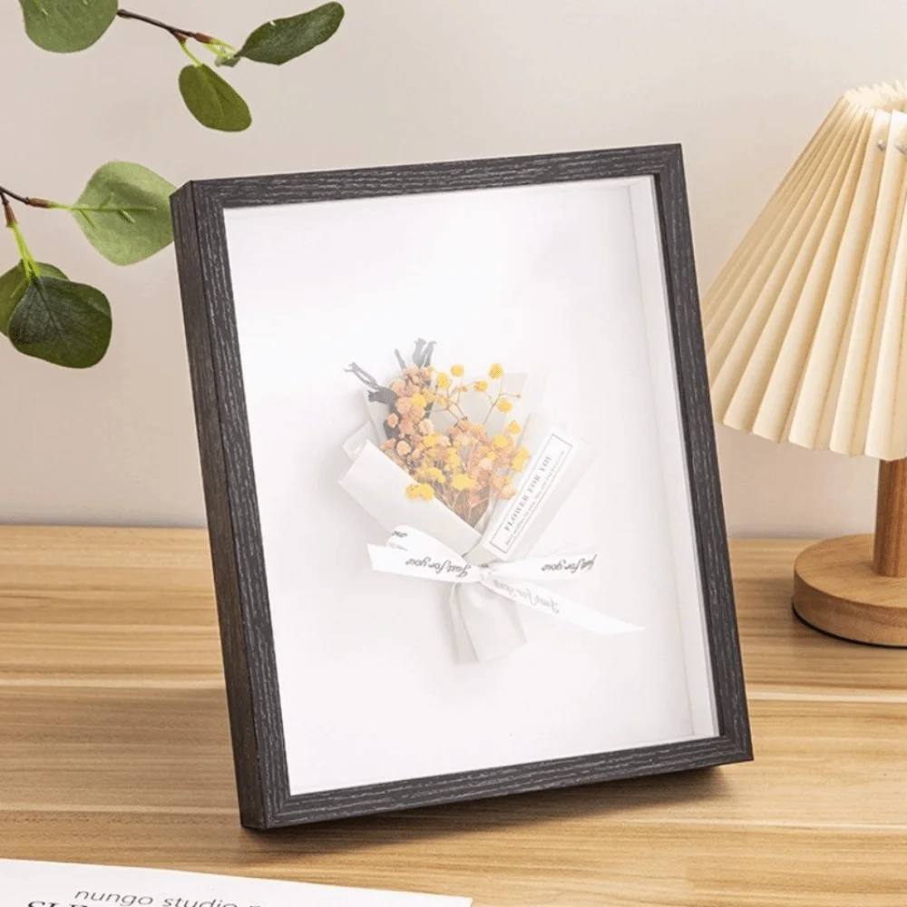 Wooden 3D Picture Frames Handmade Depth 3cm DIY Photo Frame Square 6/8/10in Specimen Display Box Rack for Dried Flower image 3