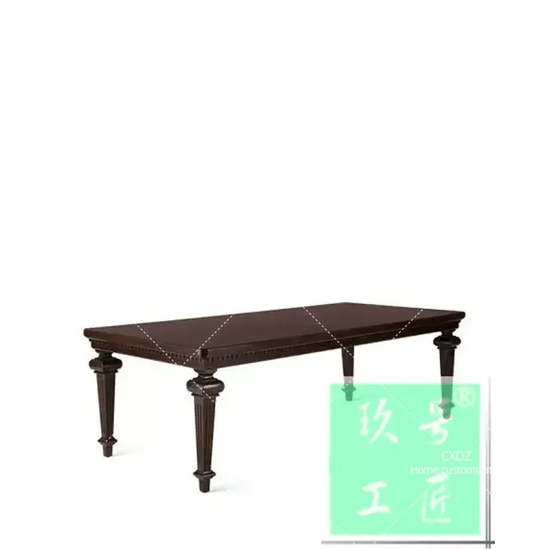Rural Neoclassical Simple Eco Friendly All Solid Wood Rectangular Dining Table and Chair Set Customizable for Restaurant Home