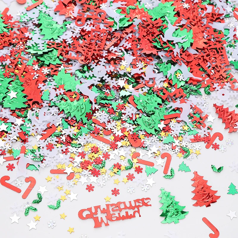 4-7mm 6-41mm (10g 50g 100g) Christmas Glitter Colorful Stars/Tree/Snowflake Xmas Mixed Flake Sequins Winter Irregular Paillette