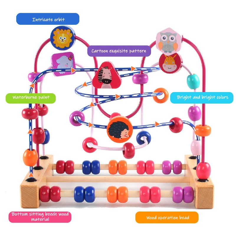 Dziecko Montessori Early Learning edukacyjne zabawki matematyczne drewniane koła koralik drut Maze Abacus Puzzle zabawki dla dzieci chłopiec dziewczyna prezent