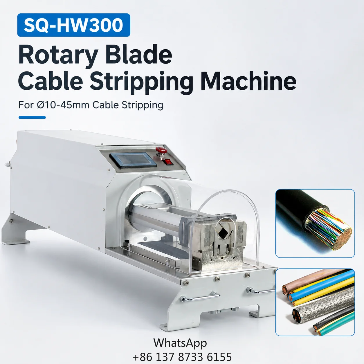 Heavy Duty Rotary Blade Cable Stripping Machine 45mm Large Diameter EV Power Wire Outer Jacket Stripper Factory Price