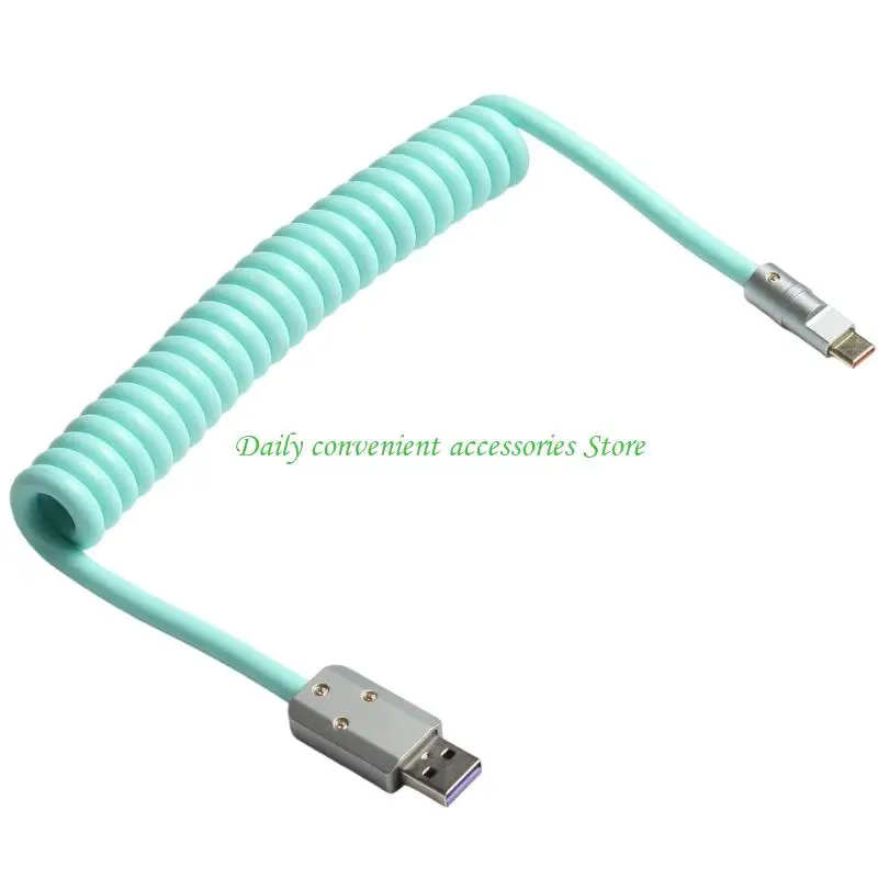 سلك شحن سريع 97QB PD100W، سلك كابل زنبركي، هيكل معزز USB C