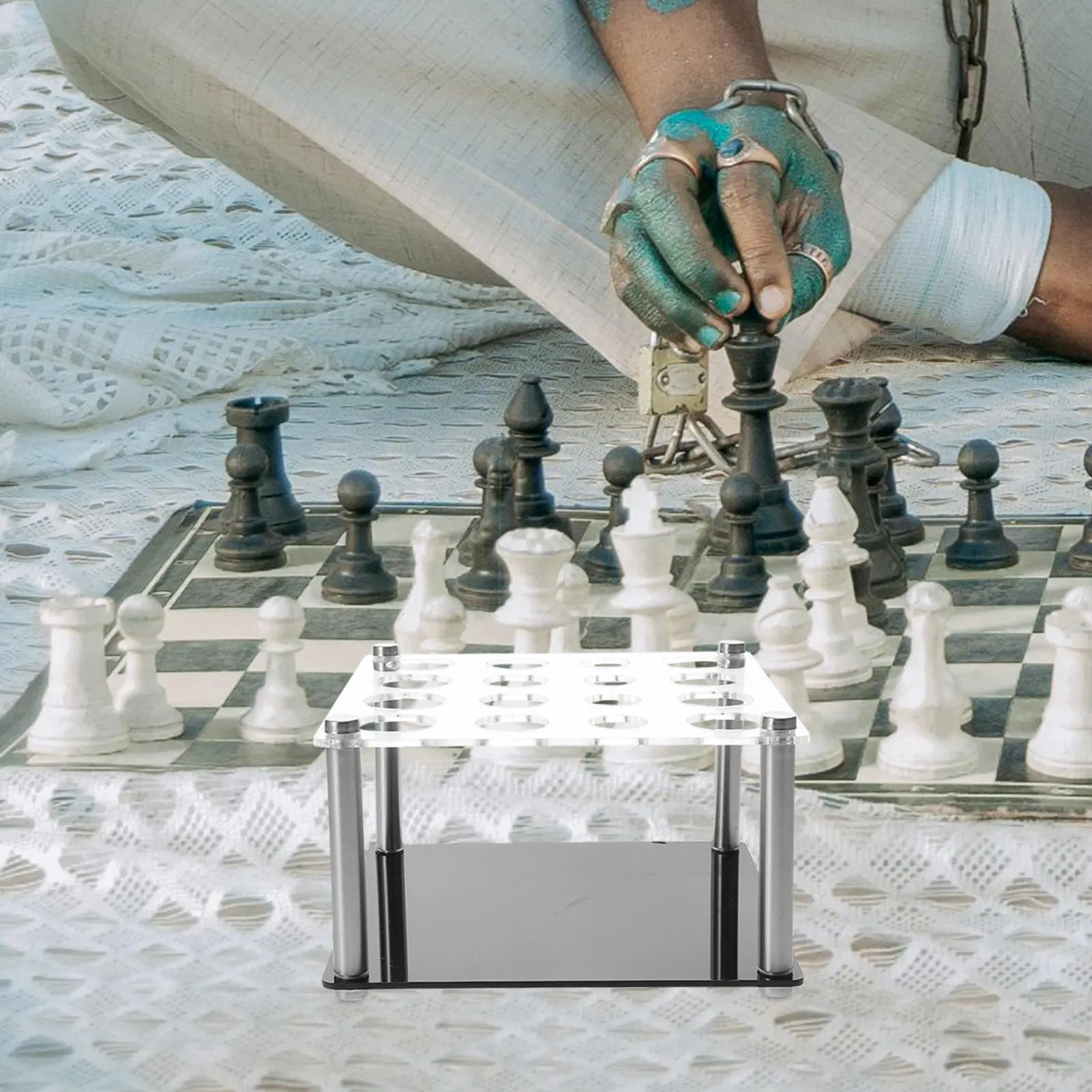 

Подставка для шахматных фигур из акриловой смолы: DIY-держатель с надежным основанием, элегантный современный дизайн, универсальные отверстия, держатель для шахматных фигур, игровой аксессуар