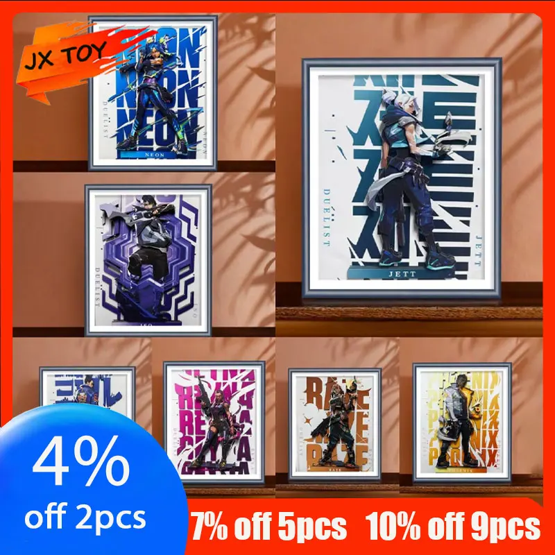 

JX TOY Valorant игровые периферийные устройства 5D обнаженный глаз 3D коллаж бумажная скульптура украшение живопись Jett рисунок Reyna настольные украшения