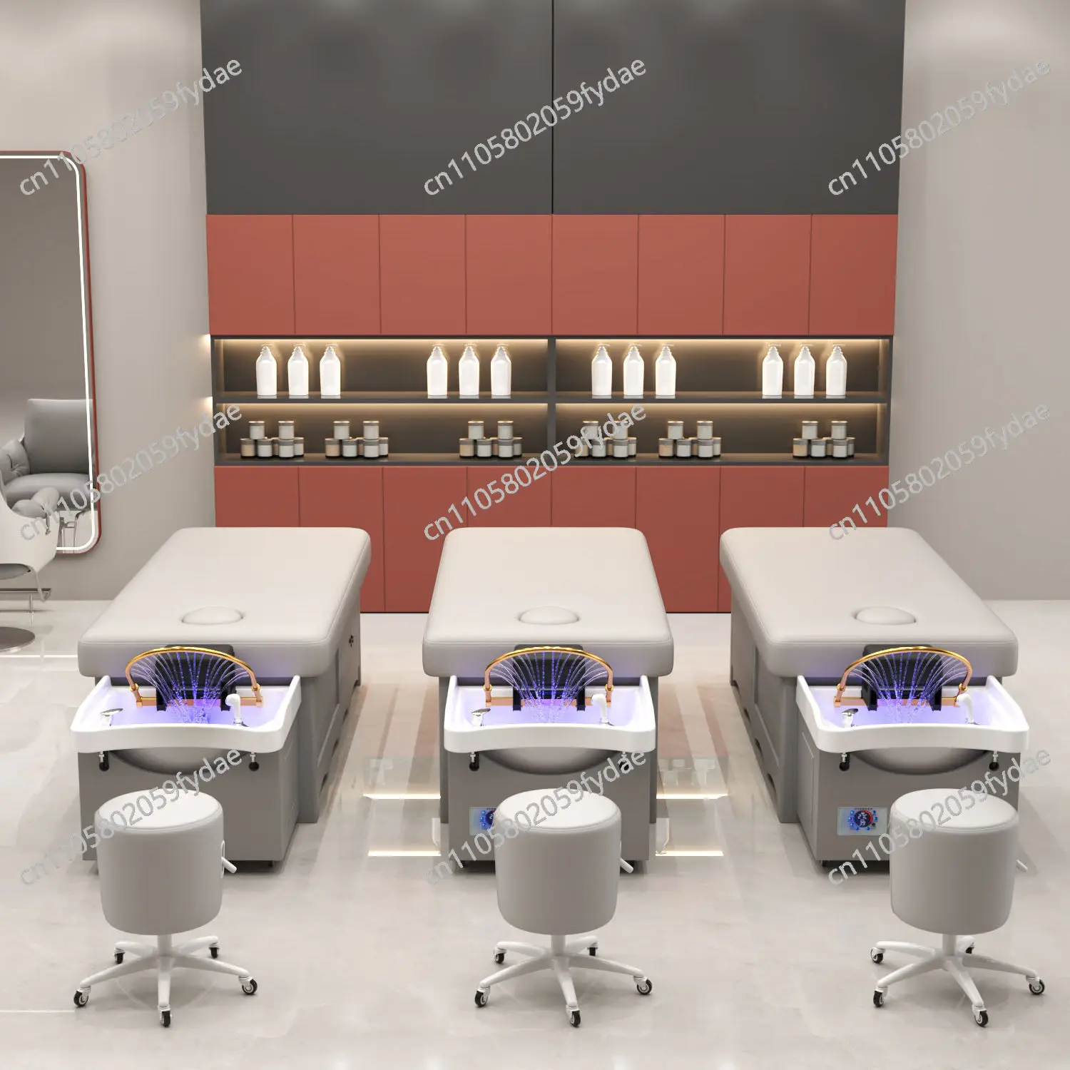 Head therapy and massage integrated push and pull hair shampoo bed, beauty salon, barbershop, hair salon, special use