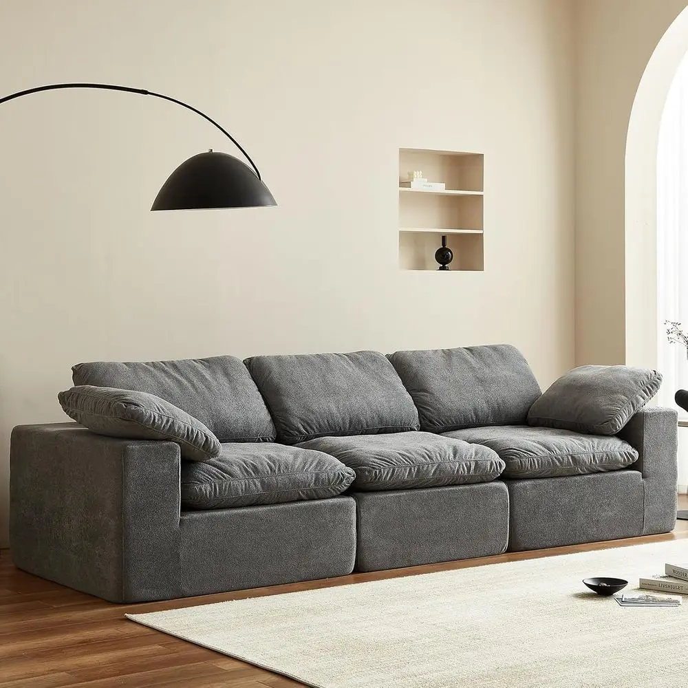 ular Sectional Soa, 3-Piece Corduroy Couch with Chaise, Deep Seat Oversized Lounge Soa or Living Room, Convertible Comy Couch wi