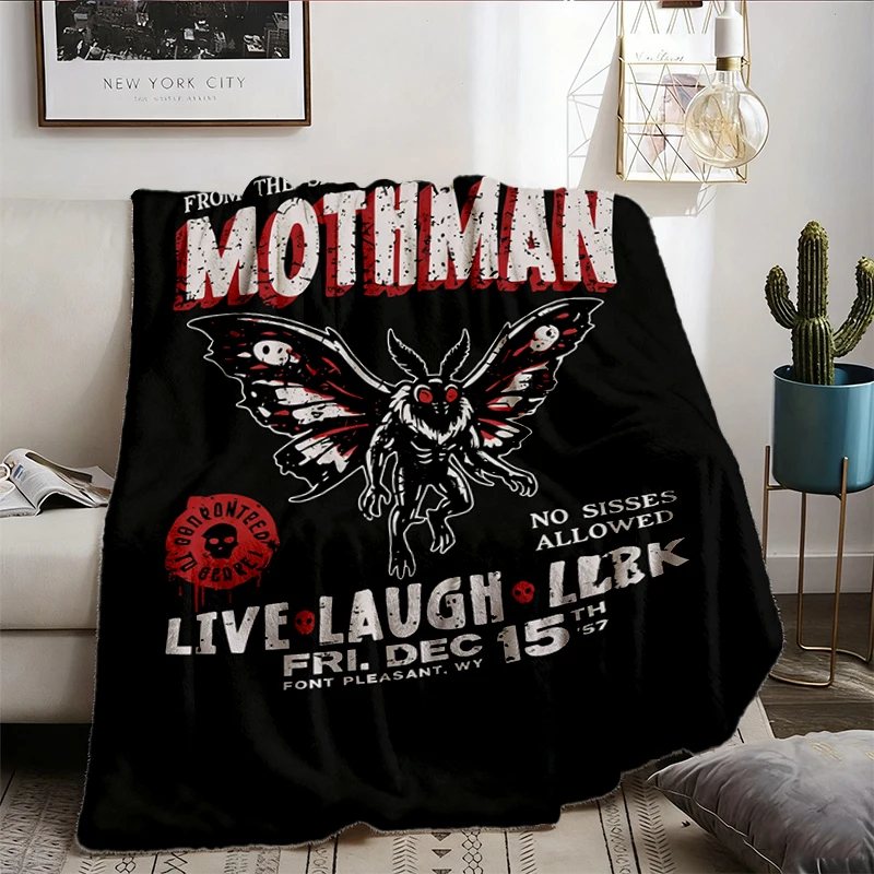 Mothman Flannel Blanket Live Laugh Lurk ? Cryptid Cozy Blanket Vintage Halloween Flannel Throw 90s Cult Cl