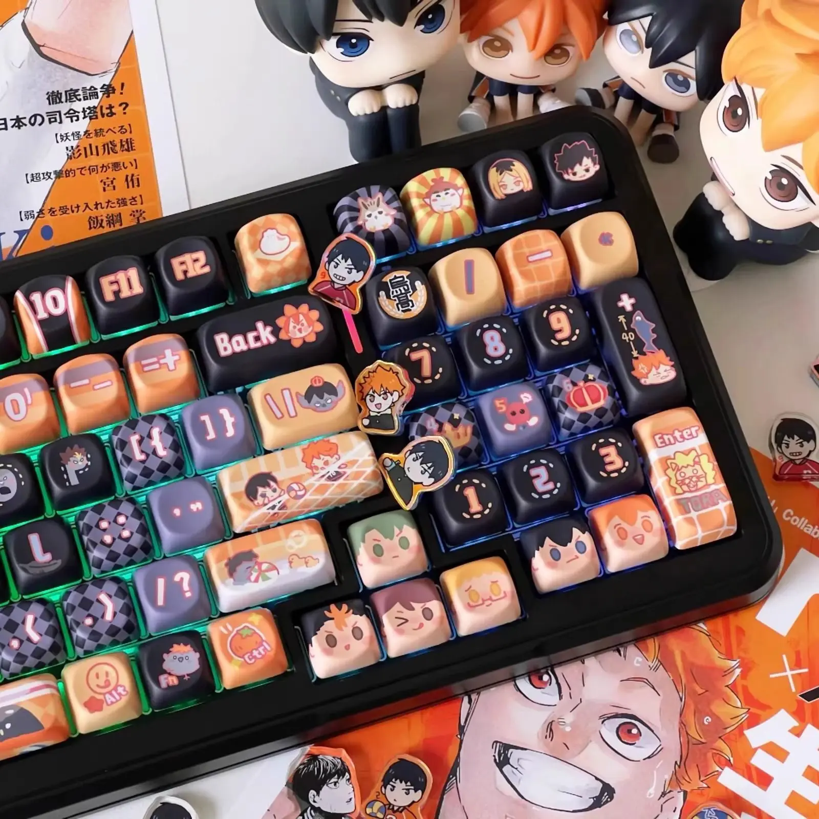 142 Keys Haikyuu!! Keycaps The Crowd Rabble MOA Hunter Five-sided Sublimation PBT Game Key Caps for Mechanical Keyboard