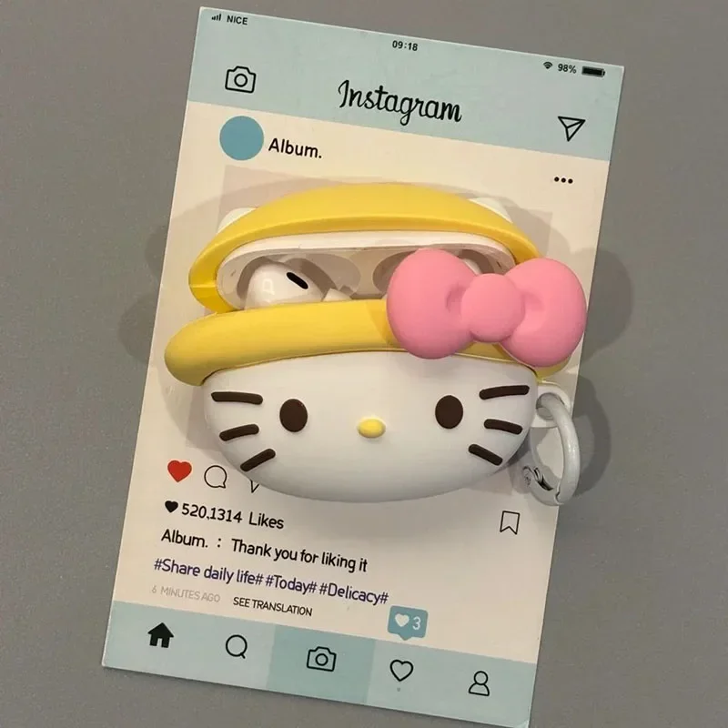 Hello Kitty Case for AirPods1/2/3 Earphone Cute Cartoon Anime Personality Originality Protective Conspicuous Popular Silicone