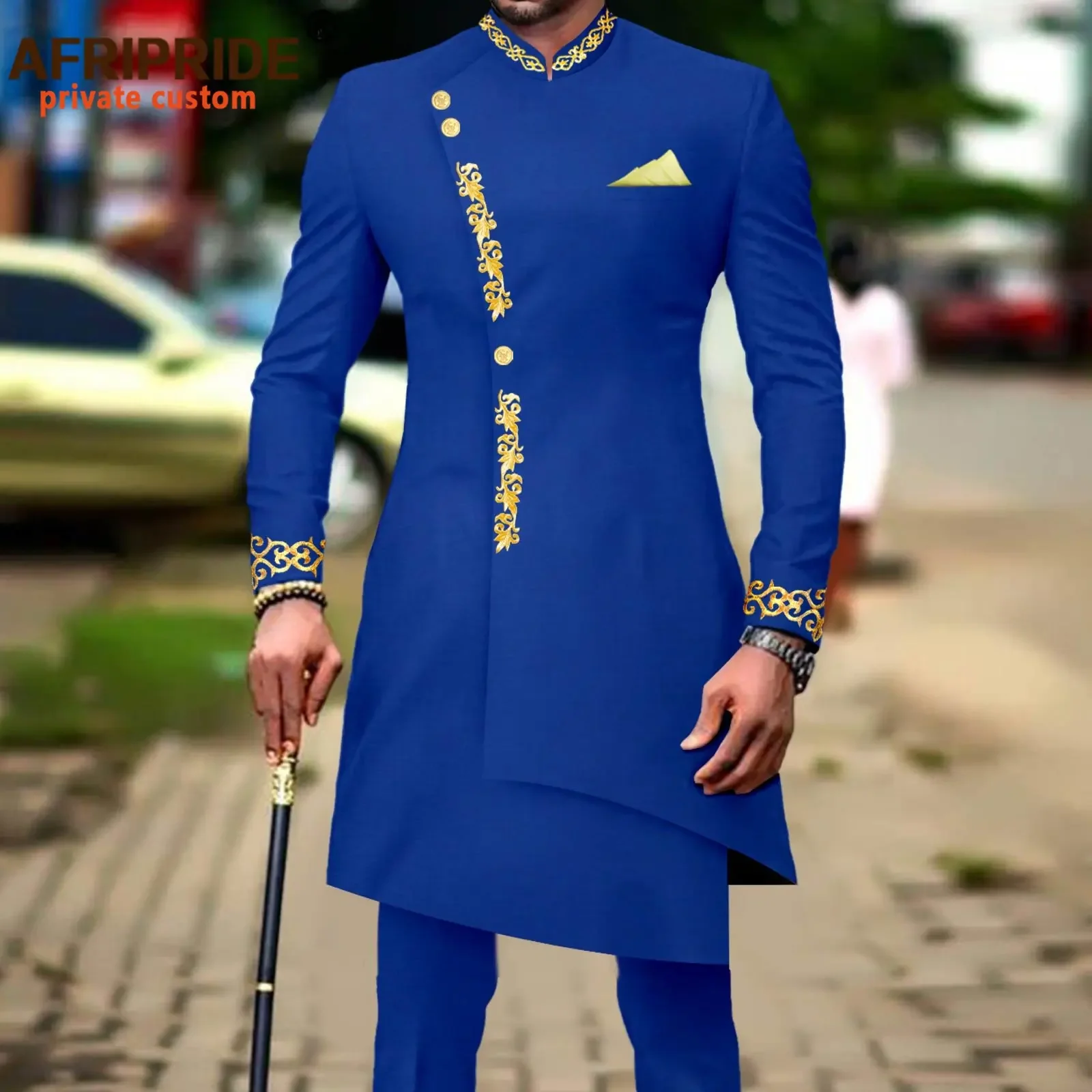 

Men Suit African Clothes Single Breasted Embroidery Blazer and Pants 2 Piece Set Dashiki Outfits Formal Attire A2316057