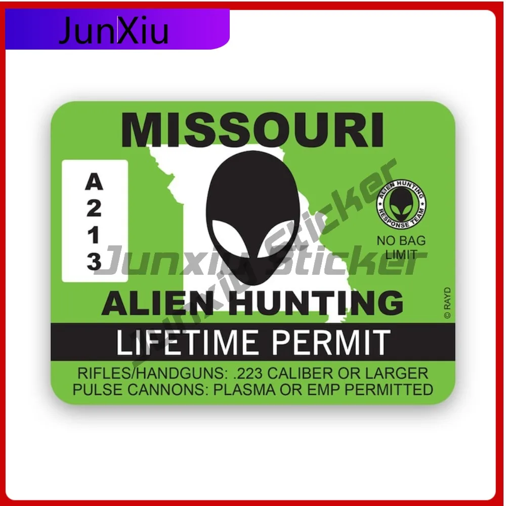 

Missouri Alien Hunting Permit Sticker Waterproof Funny Car Waterproof Vinyl Decal For Toilet Seat Fun Decor Decor Outdoor