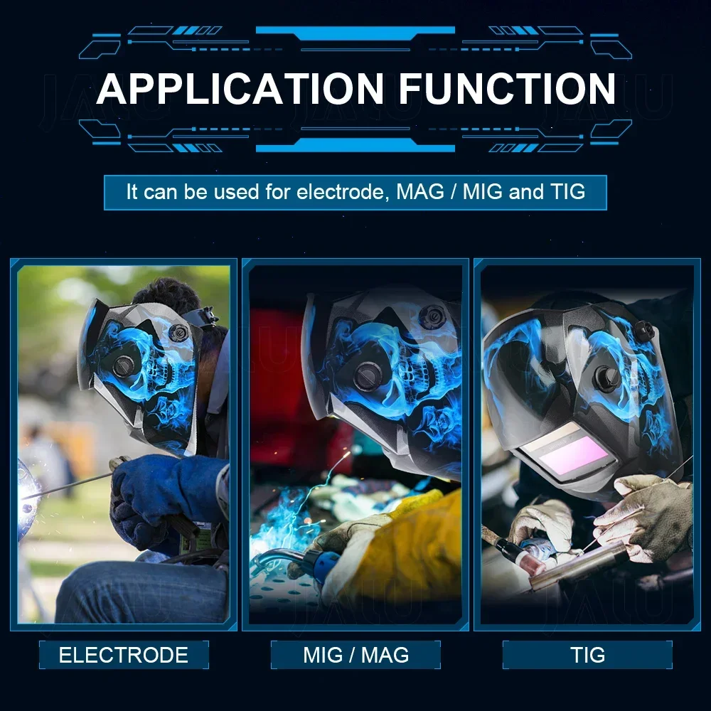 Imagem -05 - Máscara Facial de Soldagem Solar Escurecimento Automático Tela Lcd Escurecimento Automático Capacete de Soldador para Soldagem a Arco Corte de Moagem