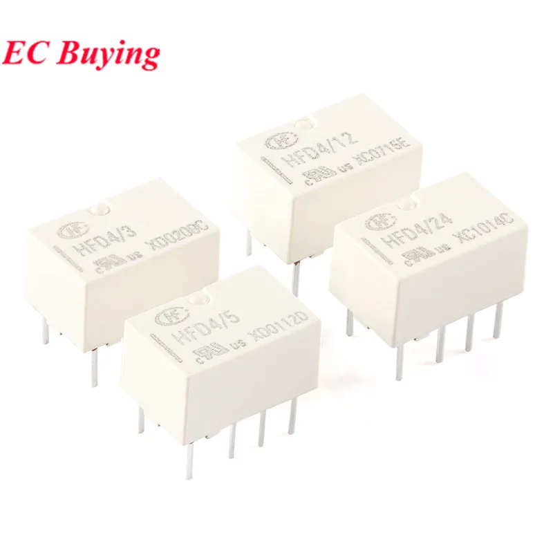 5Pcs/1pc HFD4 HFD4-S Signal Relays HFD4-3 3VDC HFD4-5 5VDC HFD4-12 12VDC HFD4-24 24VDC DC 3V 5V 12V 24V 8Pin 1A Relais Rele