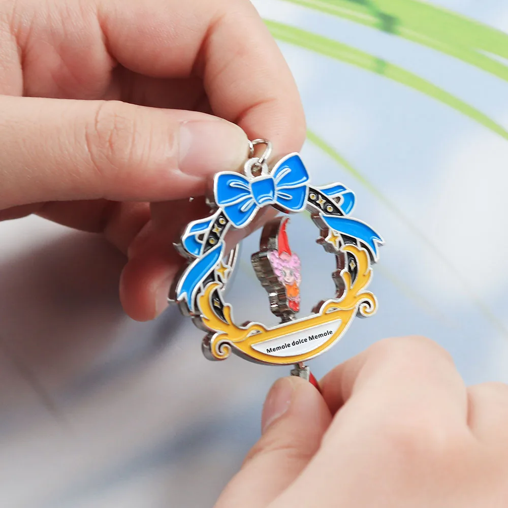 Memole Blumenkranz-Schleife Drehbarer Schlüsselanhänger Niedlicher Anime-Mädchen-Schlüsselring Retro-Rucksack-Accessoire Perfektes Geschenk für Freunde – Detail 7