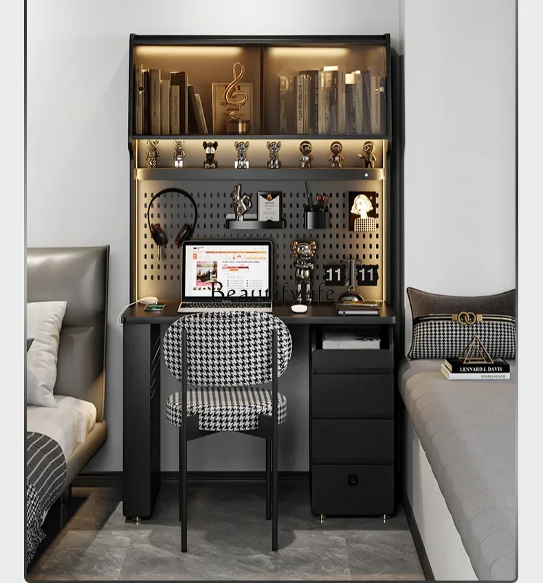 

Desk bookshelf integrated table modern simple small apartment bedroom workbench desk