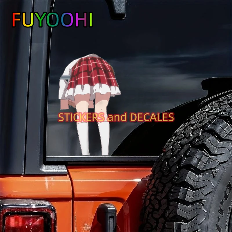 FUYOOHI Cute Loli Kawaii Car Sticker Anime Hentai Ass NSFW Booty Decal Waterproof Motorcycle Naughty Car Accessories