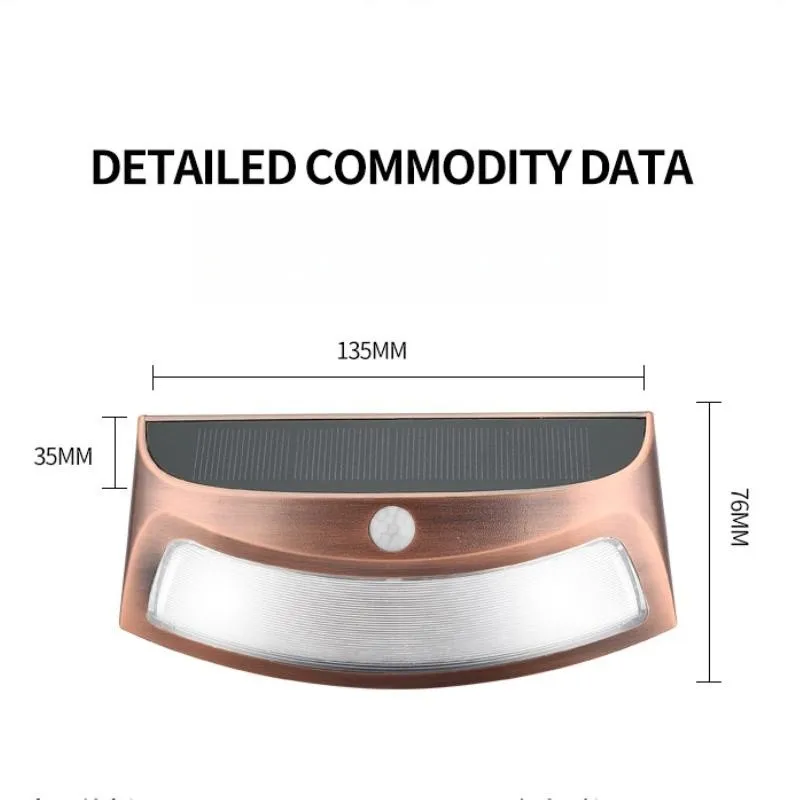 Imagem -06 - Pir Motion Sensor Solar Led Wall Mounted Lâmpada Impermeável ao ar Livre Jardim Cerca Varanda Iluminação de Segurança